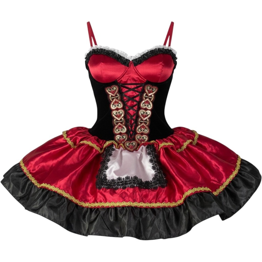 Spirit Halloween Little Red Riding Hood Costume Dress Red Black Sequin Small
